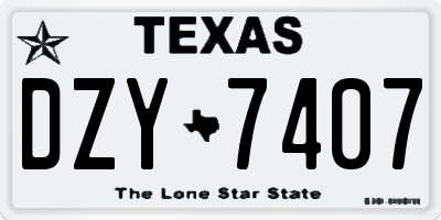 TX license plate DZY7407