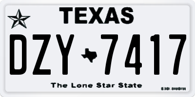 TX license plate DZY7417