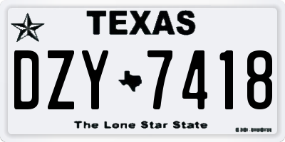 TX license plate DZY7418