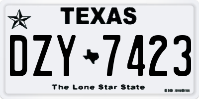 TX license plate DZY7423