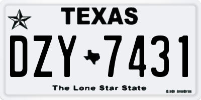 TX license plate DZY7431