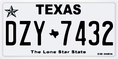 TX license plate DZY7432