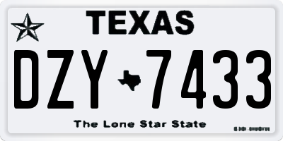 TX license plate DZY7433