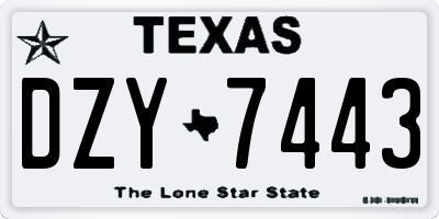 TX license plate DZY7443