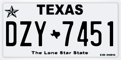 TX license plate DZY7451