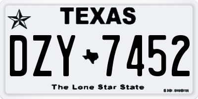 TX license plate DZY7452