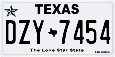 TX license plate DZY7454