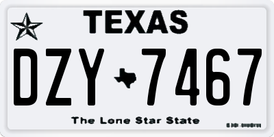 TX license plate DZY7467