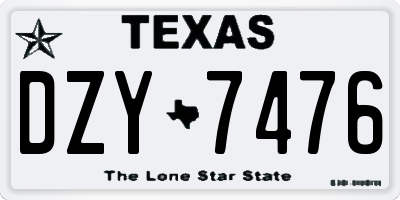 TX license plate DZY7476