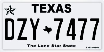 TX license plate DZY7477