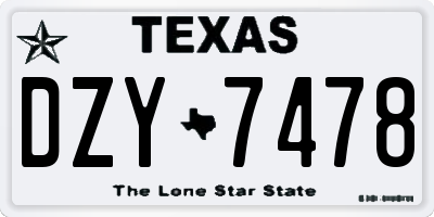 TX license plate DZY7478