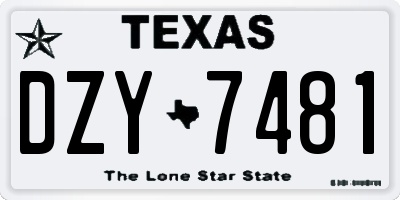 TX license plate DZY7481