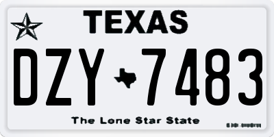 TX license plate DZY7483