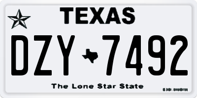 TX license plate DZY7492