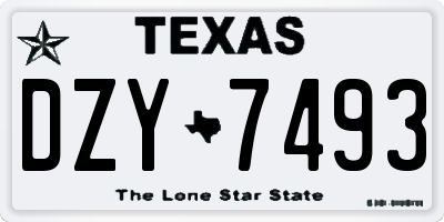 TX license plate DZY7493