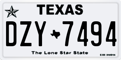 TX license plate DZY7494