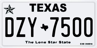 TX license plate DZY7500