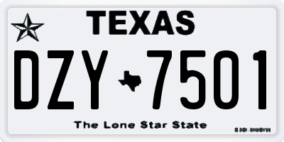 TX license plate DZY7501