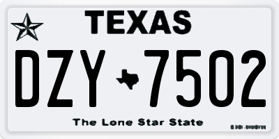 TX license plate DZY7502