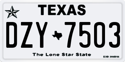 TX license plate DZY7503