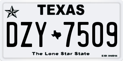 TX license plate DZY7509