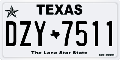 TX license plate DZY7511