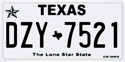 TX license plate DZY7521