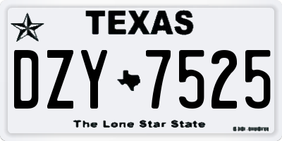 TX license plate DZY7525