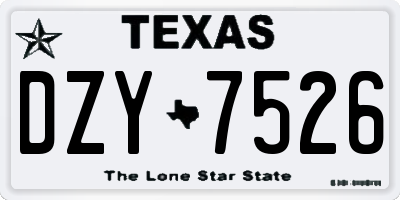 TX license plate DZY7526