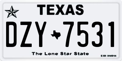 TX license plate DZY7531