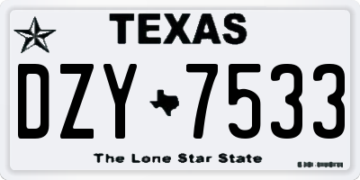 TX license plate DZY7533