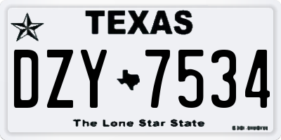 TX license plate DZY7534