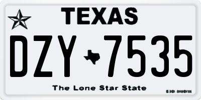 TX license plate DZY7535