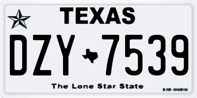 TX license plate DZY7539