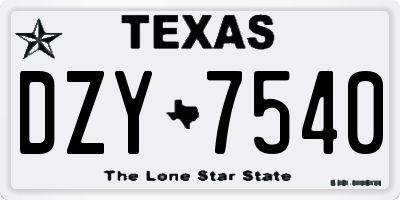 TX license plate DZY7540