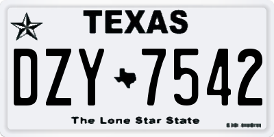 TX license plate DZY7542