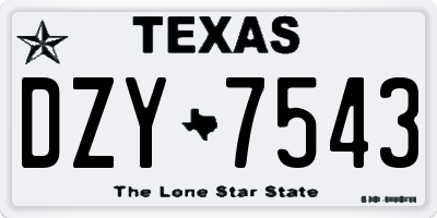 TX license plate DZY7543