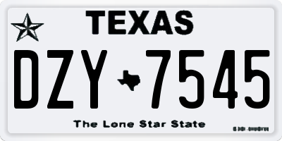 TX license plate DZY7545