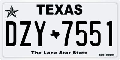 TX license plate DZY7551