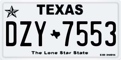 TX license plate DZY7553