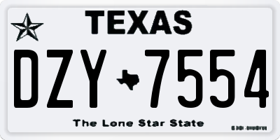 TX license plate DZY7554