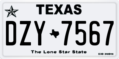 TX license plate DZY7567