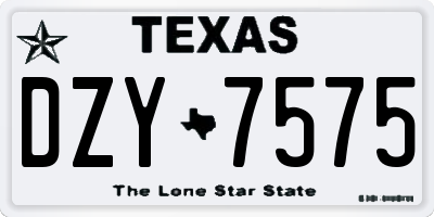 TX license plate DZY7575