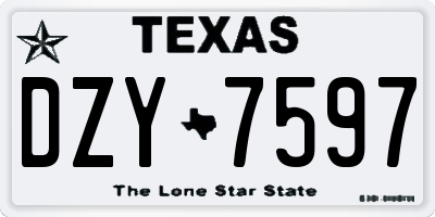 TX license plate DZY7597