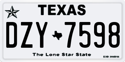 TX license plate DZY7598