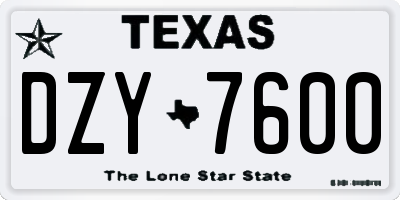 TX license plate DZY7600