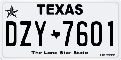 TX license plate DZY7601