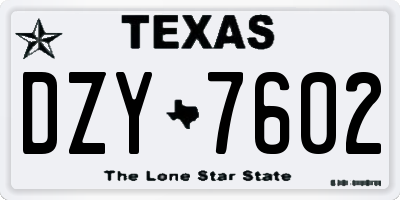 TX license plate DZY7602