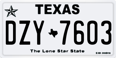 TX license plate DZY7603