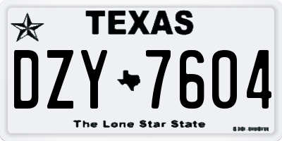 TX license plate DZY7604